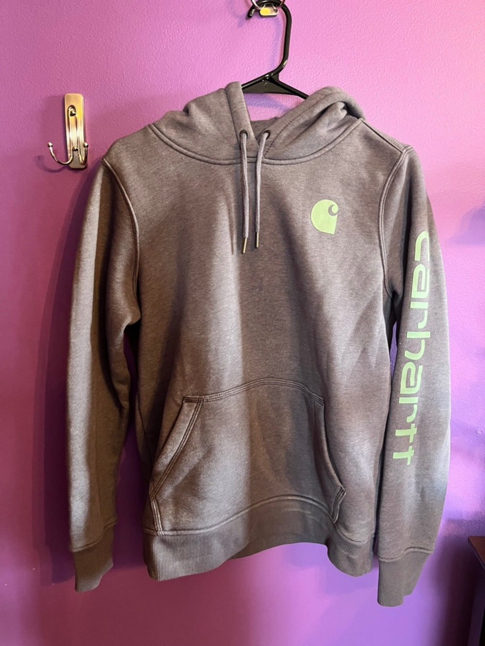 Carhartt Gray Hoodie with Green Logo